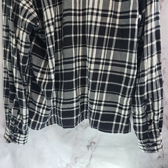 Filson Shirt Mens Large Black White Plaid Button Up Long Flannel Lightweight - Picture 7 of 12
